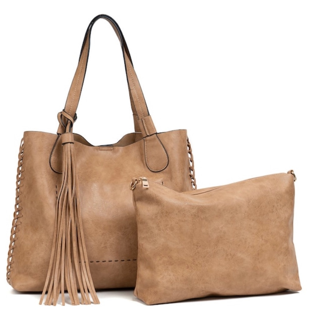 COPY - New Mocha Tassel Tote with Free Bag Included